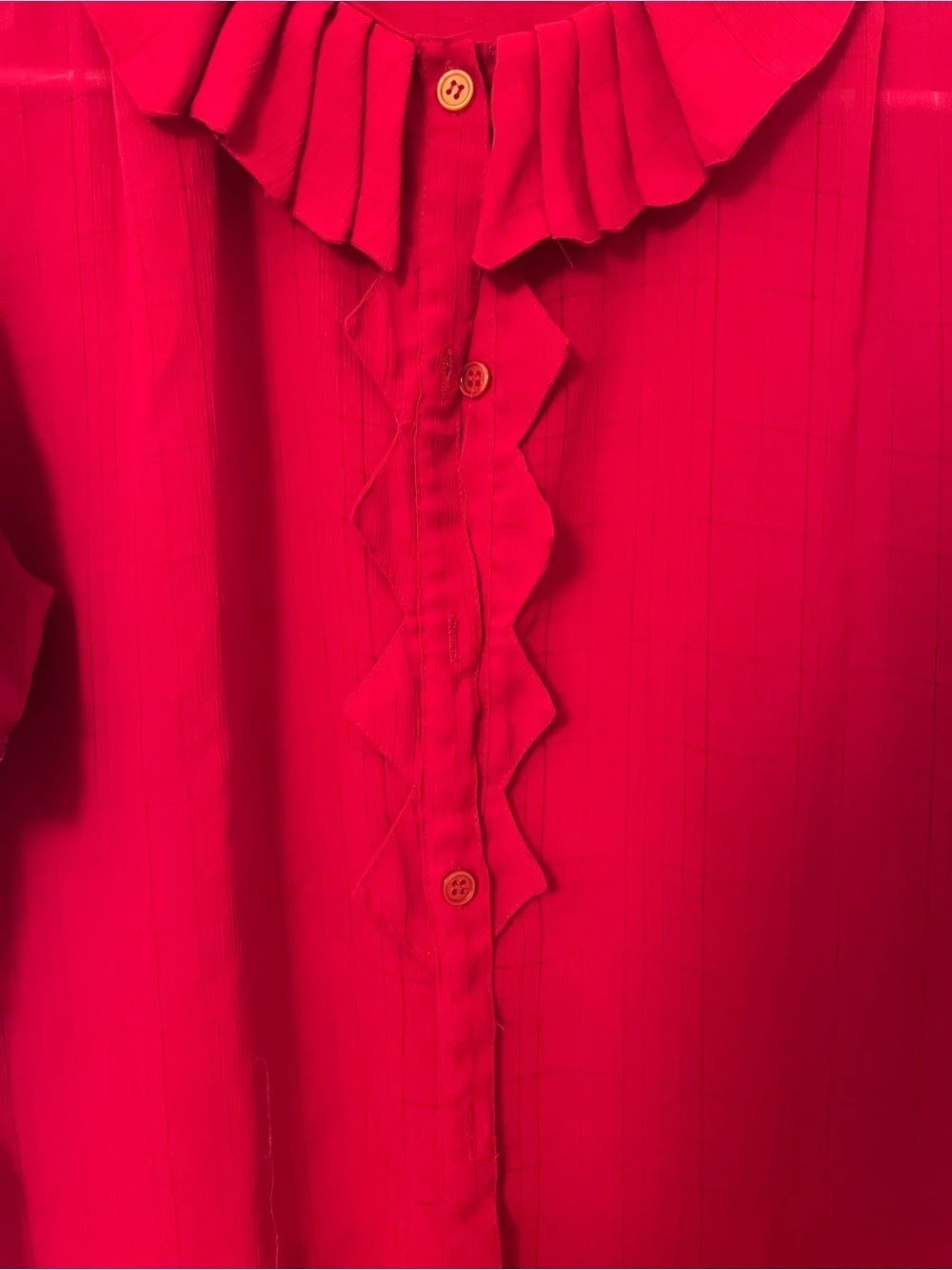Canell Red Ruffle Collar Blouse - Picture 5 of 7